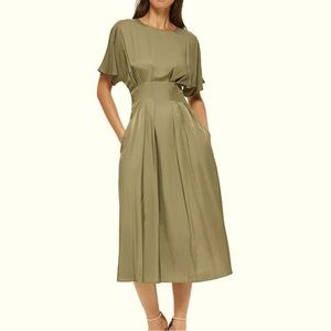 Kensie 
Short Sleeve Smocked Waist A-Line Midi Dress